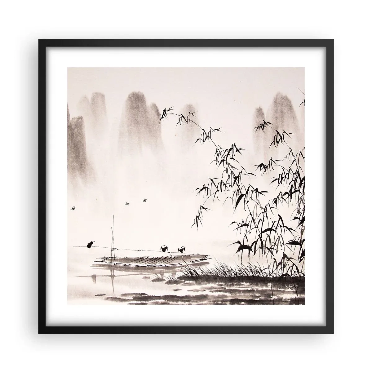 Affisch i svart ram - Risfältens tystnad - 50x50 cm