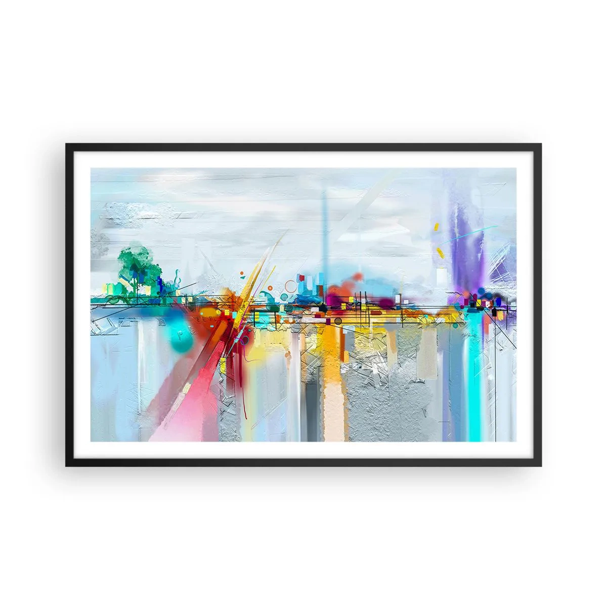 Affisch i svart ram - Glädjens bro över livets flod - 91x61 cm