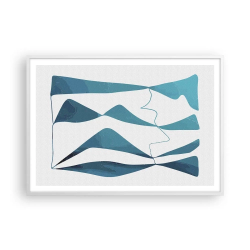 Affisch i vit ram - Abstraktion: en turkos förening - 100x70 cm