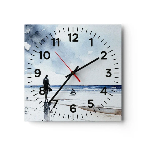 Väggklocka - Klocka på glas - Samtal med havet - 40x40 cm