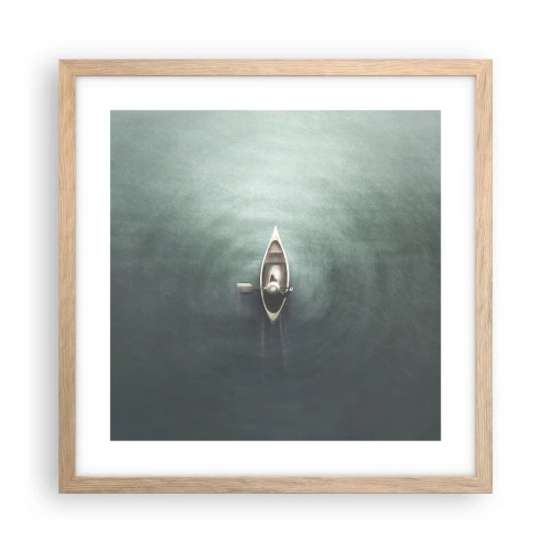 Affisch i ram av ljusek - Över en månbelyst sjö - 40x40 cm