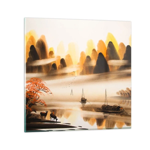 Glastavla - Bild på glas - Längre bort än Fjärran Östern - 40x40 cm