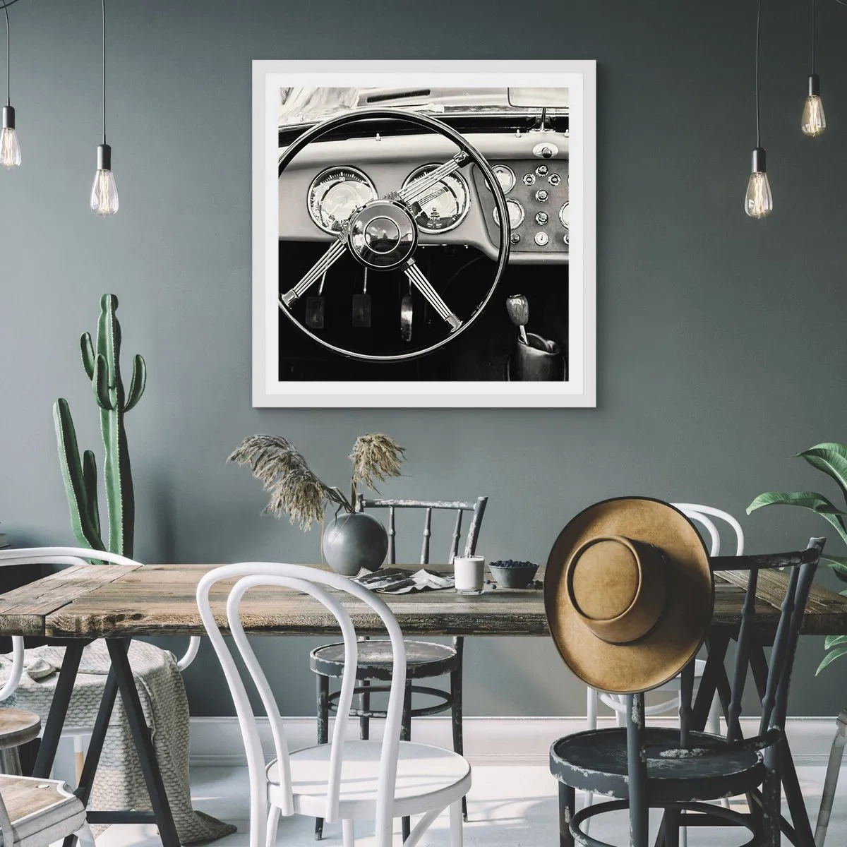 Affisch i vit ram - Samlarens dröm - 60x60 cm