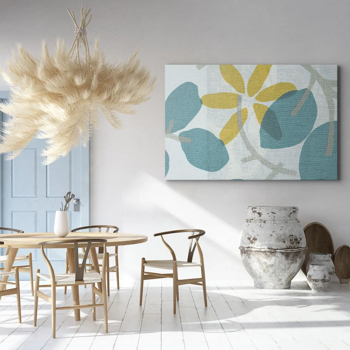 Canvastavla - Bild på duk - Bland azurblå blad - 120x80 cm