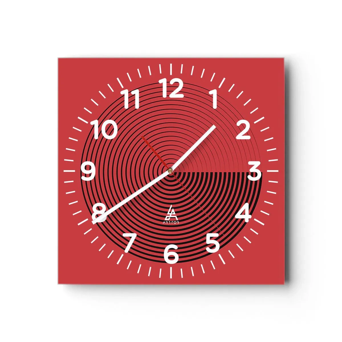 Väggklocka - Klocka på glas - Cirkulär rörelse - 30x30 cm