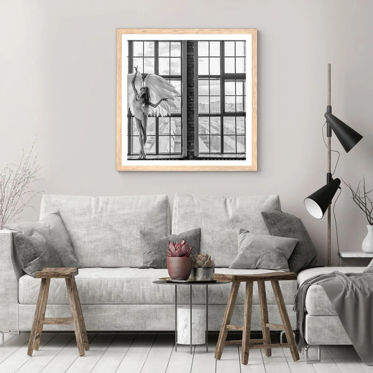 Affisch i ram av ljusek - Änglarnas stad? - 60x60 cm