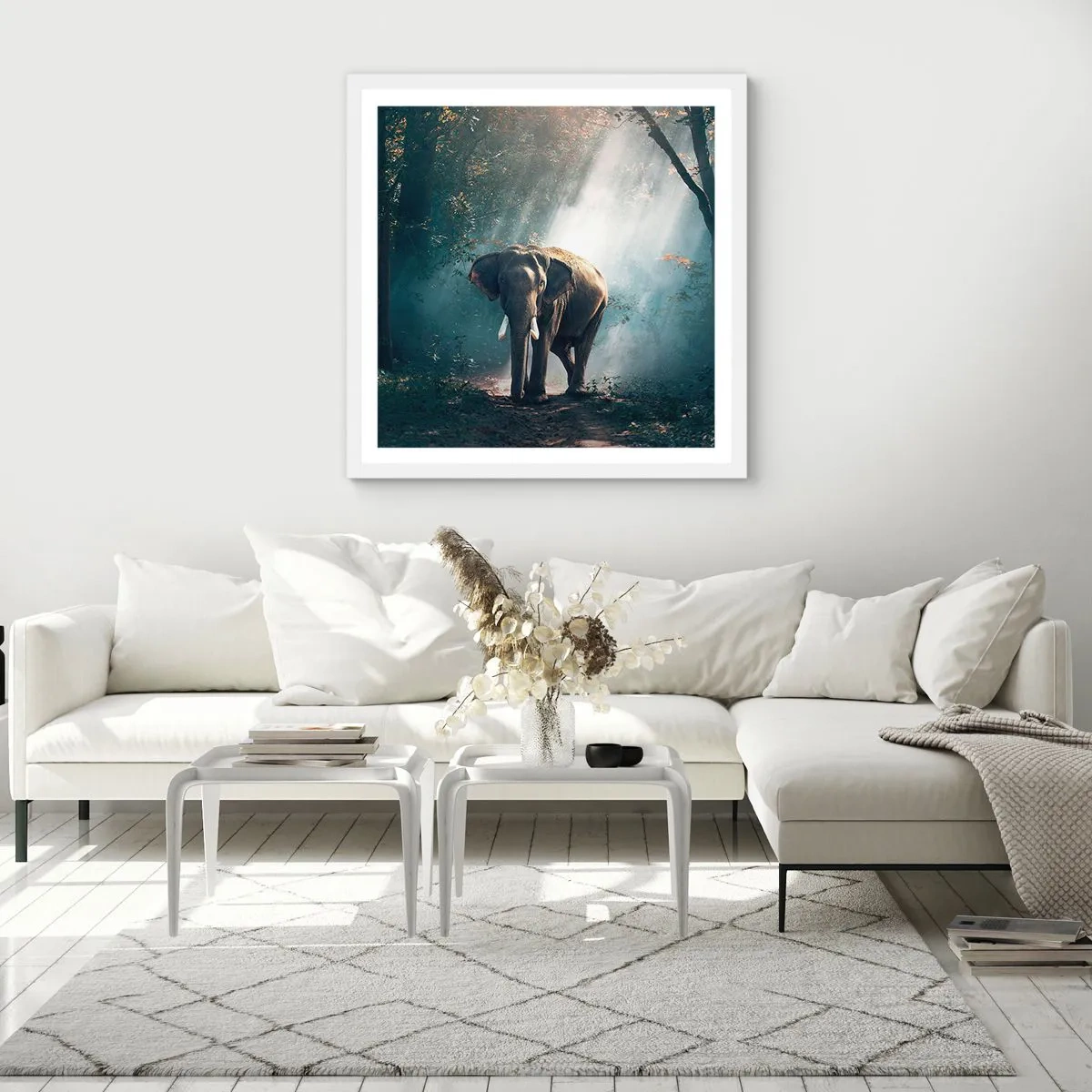 Affisch i vit ram - Lugn promenad - 50x50 cm