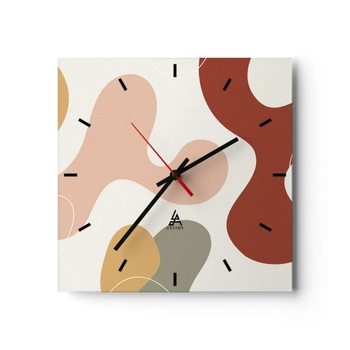 Väggklocka - Klocka på glas - Ornamental zig-zack? - 30x30 cm