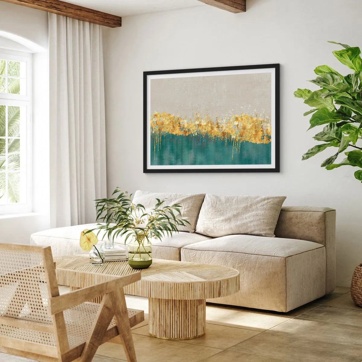 Affisch i svart ram - Den gyllene gränsen - 70x50 cm