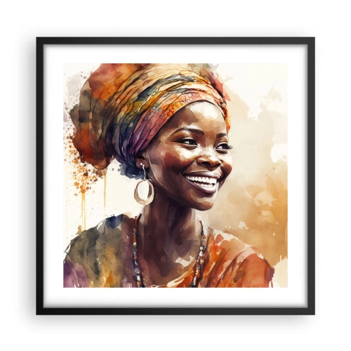 Affisch i svart ram - Afrikansk drottning - 50x50 cm