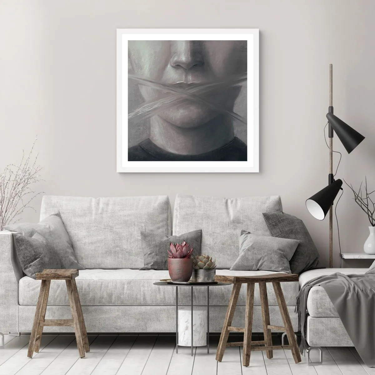 Affisch i vit ram - Inte ett ord - 30x30 cm