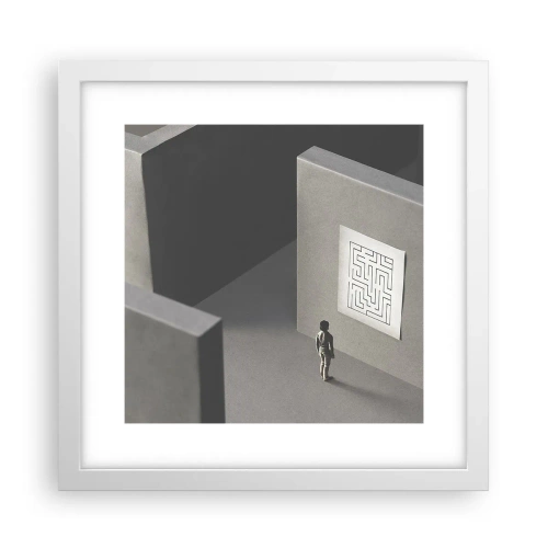 Affisch i vit ram - Men var är jag? - 30x30 cm