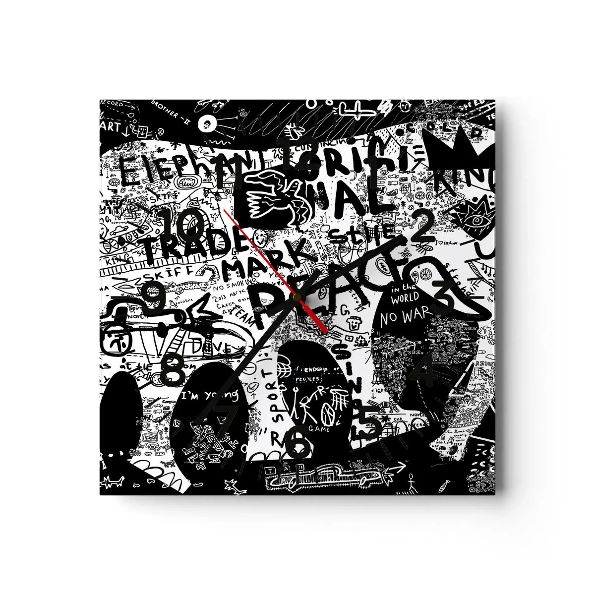 Väggklocka - Klocka på glas - Rik gatuvärld - 40x40 cm