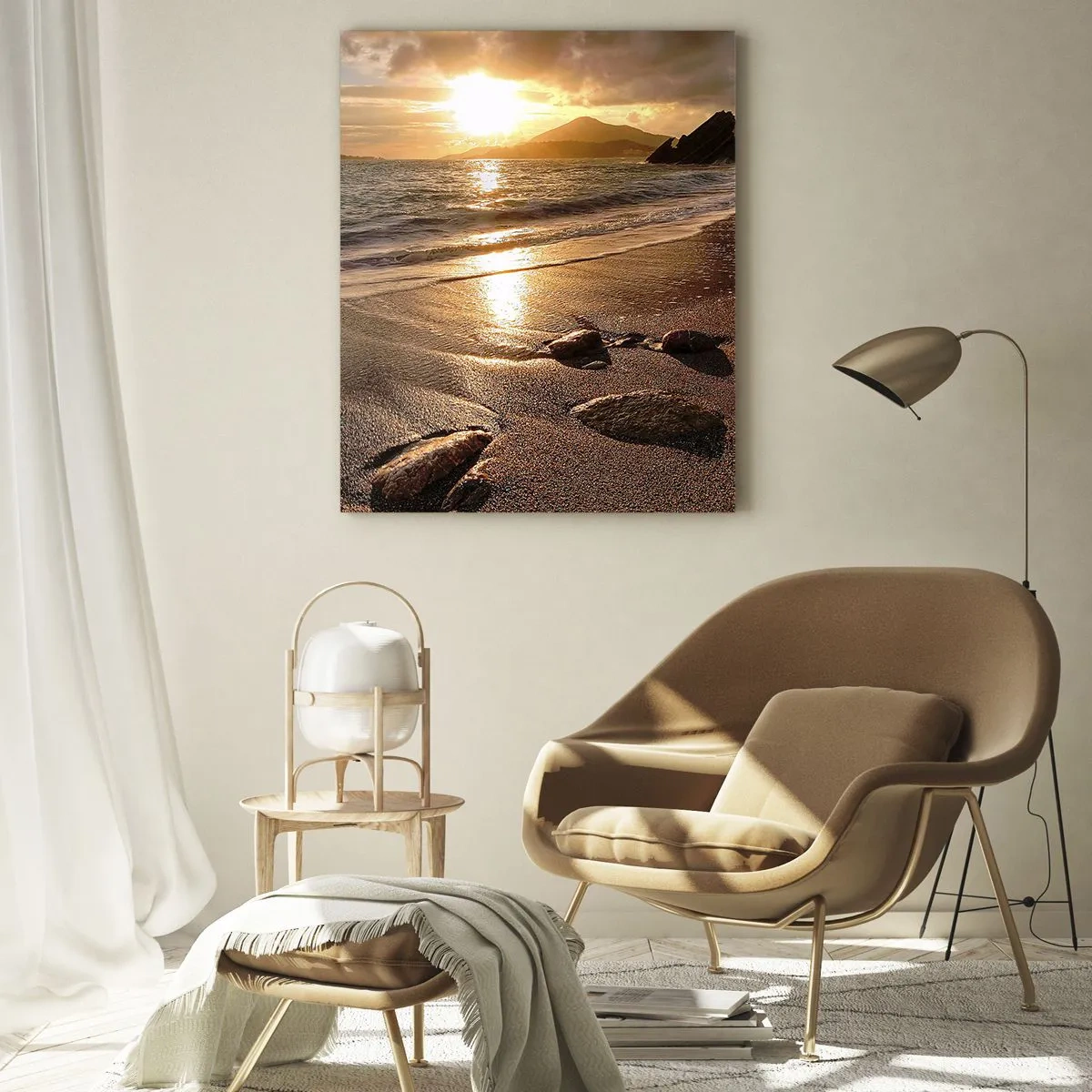 Glastavla - Bild på glas - Följ solen mot kullarna - 50x70 cm
