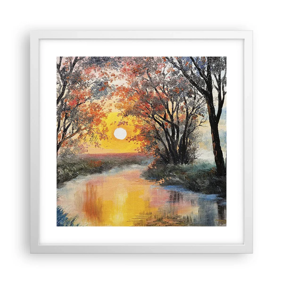 Affisch i vit ram - Höststämning - 40x40 cm