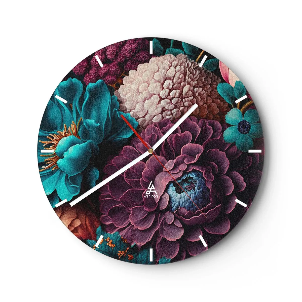 Väggklocka - Klocka på glas - Natur i överflöd - 40x40 cm