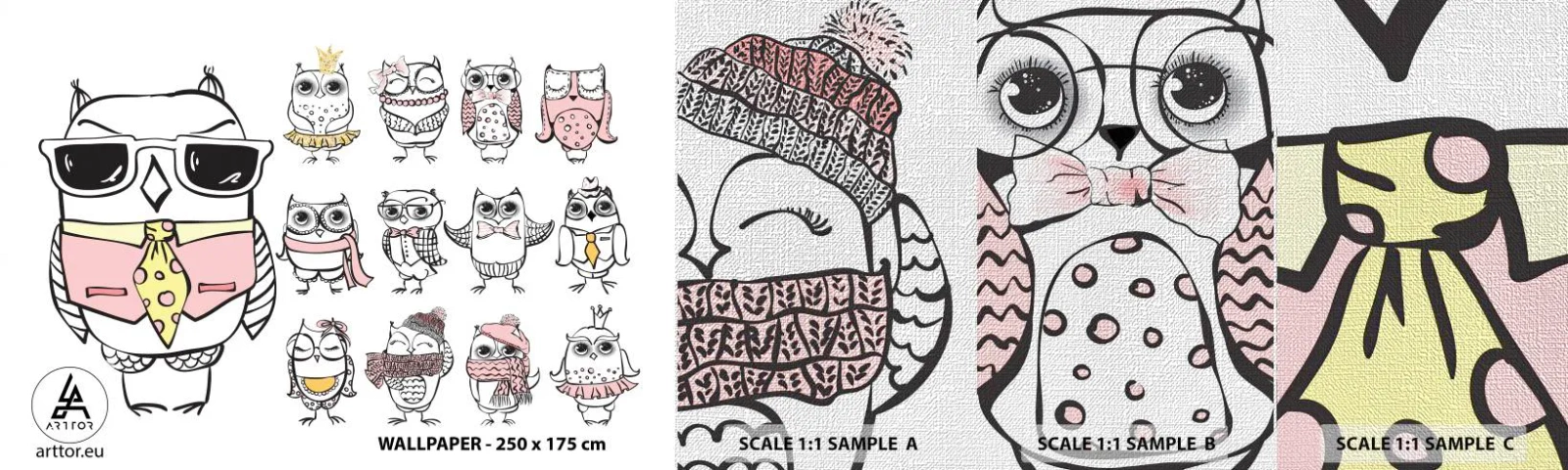 Provbit av fototapet Premium Canvas - Så många roller att spela - För barn, Uggla, Barn - 100x30 cm