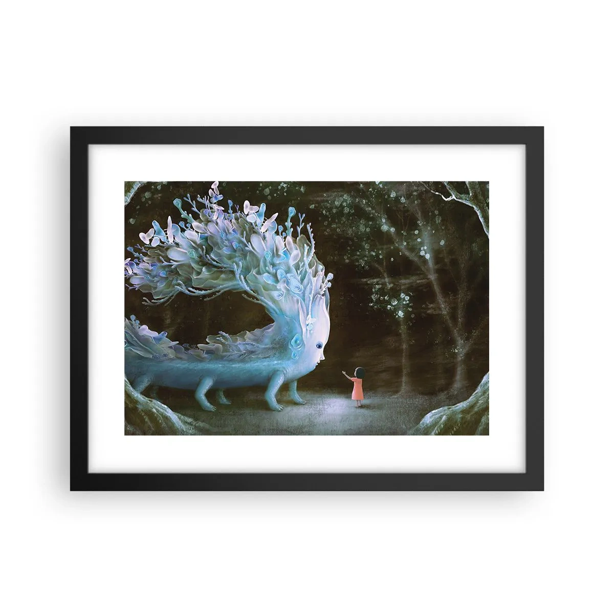 Affisch i svart ram - Fantastiskt möte - 40x30 cm