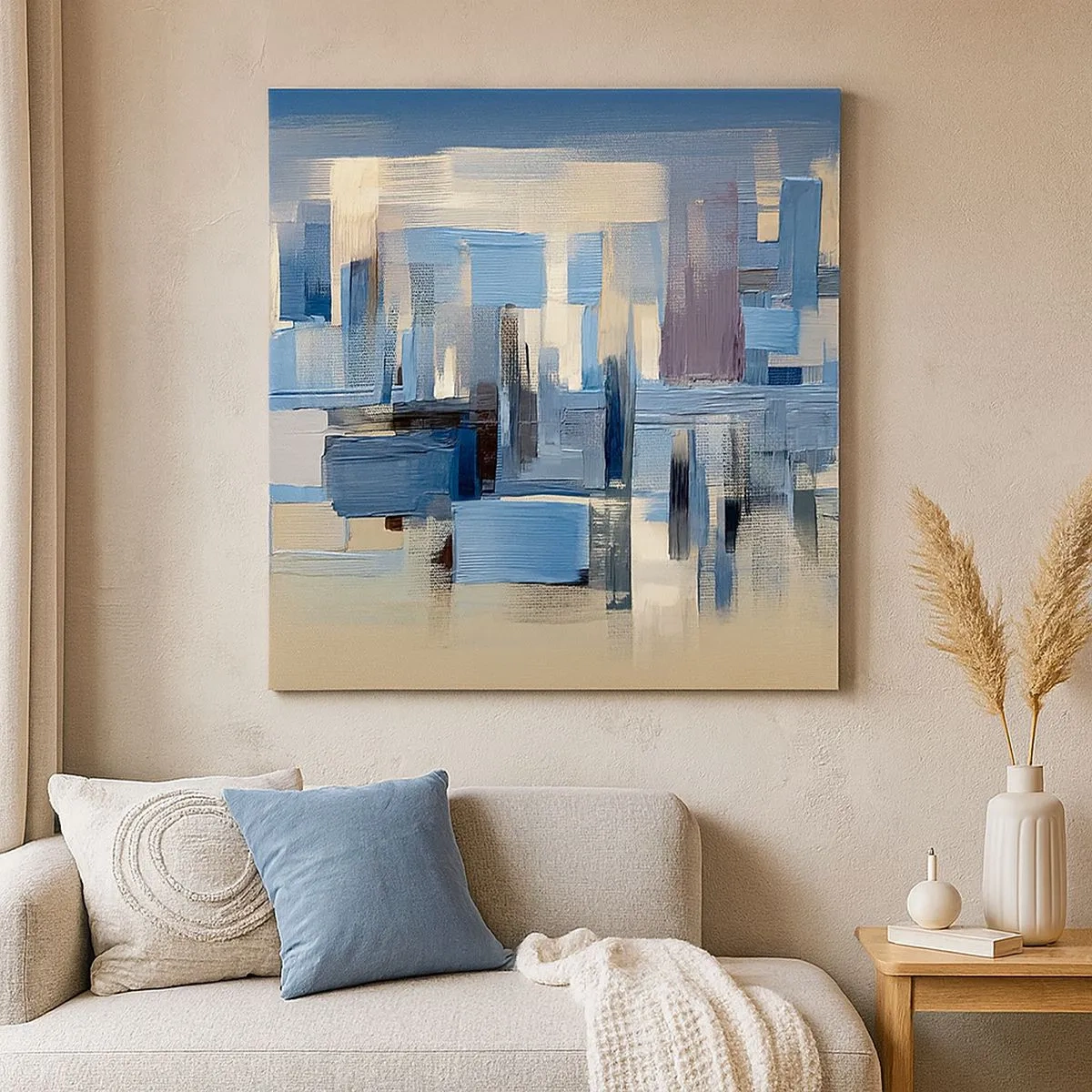 Canvastavla - Bild på duk - Blå konstruktion - 30x30 cm