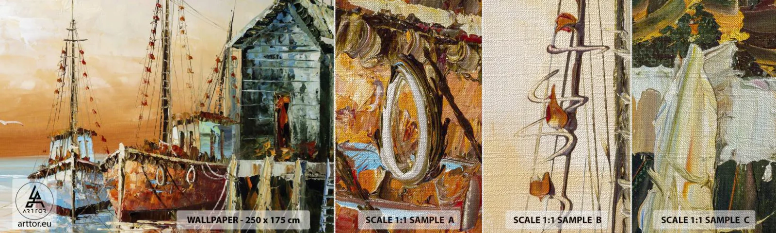 Provbit av fototapet Premium Canvas - Lugn hemresa - Fiskebåt, Fiskehamn, Bit - 100x30 cm