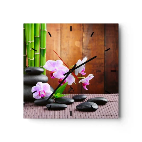 Väggklocka - Klocka på glas - Lär känna orientens behag - 30x30 cm