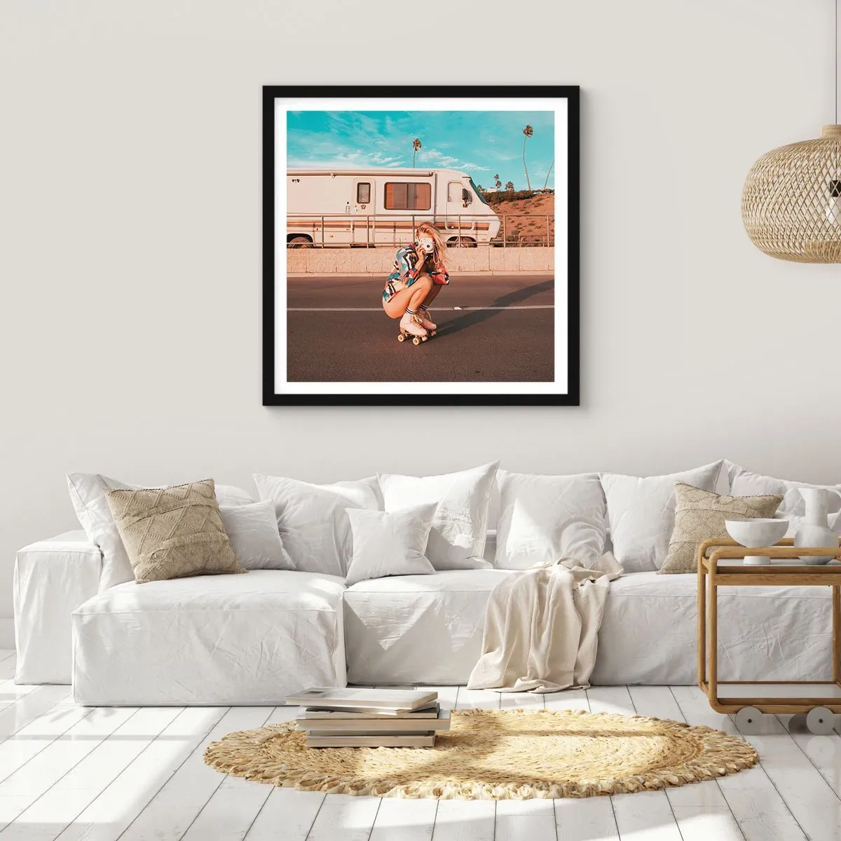 Affisch i svart ram - Ett leende, tack! - 60x60 cm