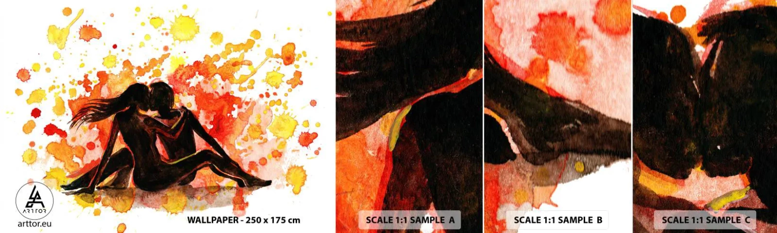 Fototapet Prov Standard Eco - Och så blev det ljus - människor, Kyss, Ett par älskare - 100x30 cm