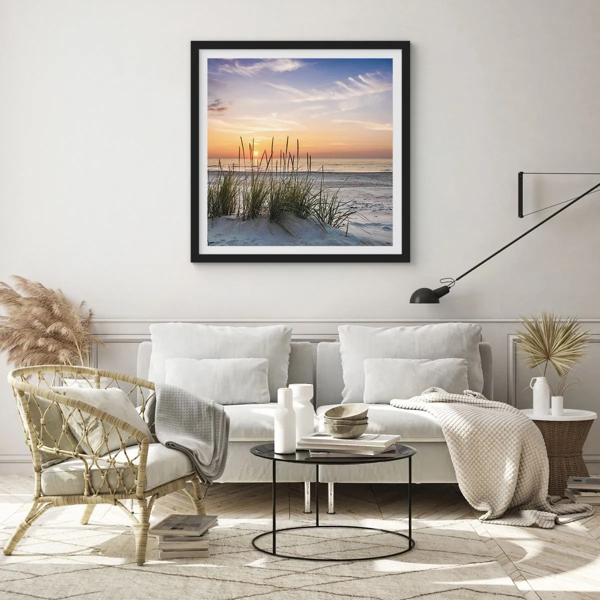 Affisch i svart ram - Titta, tänk, känn - 60x60 cm