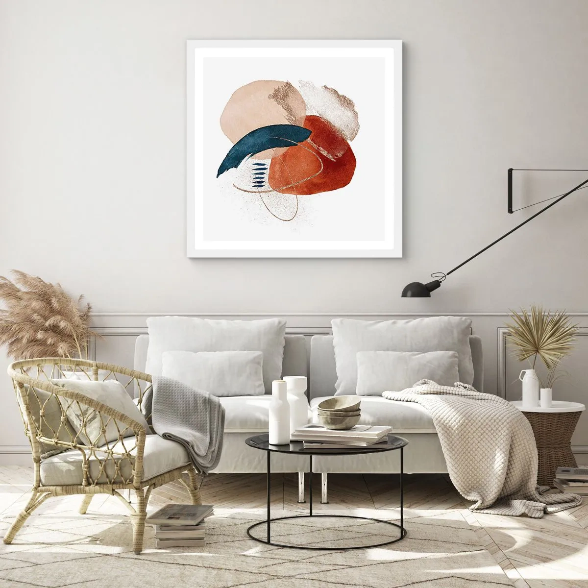 Affisch i vit ram - Oval komposition - 40x40 cm