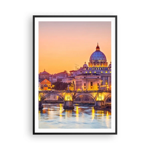 Affisch i svart ram - Solnedgången över Den eviga staden - 70x100 cm