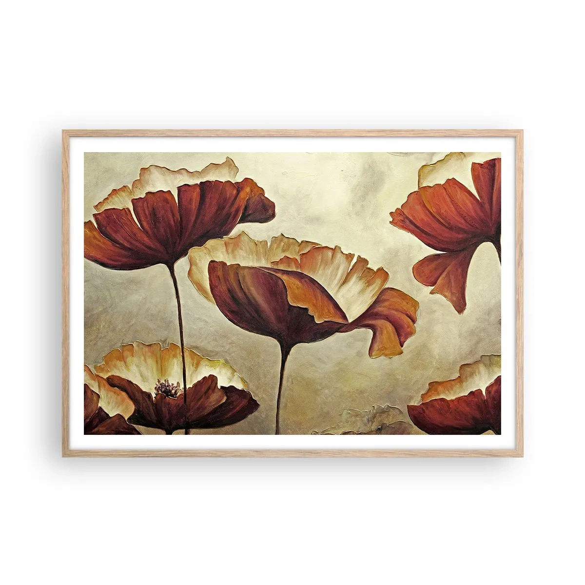 Affisch i ram av ljusek - Ängsblommor - 100x70 cm
