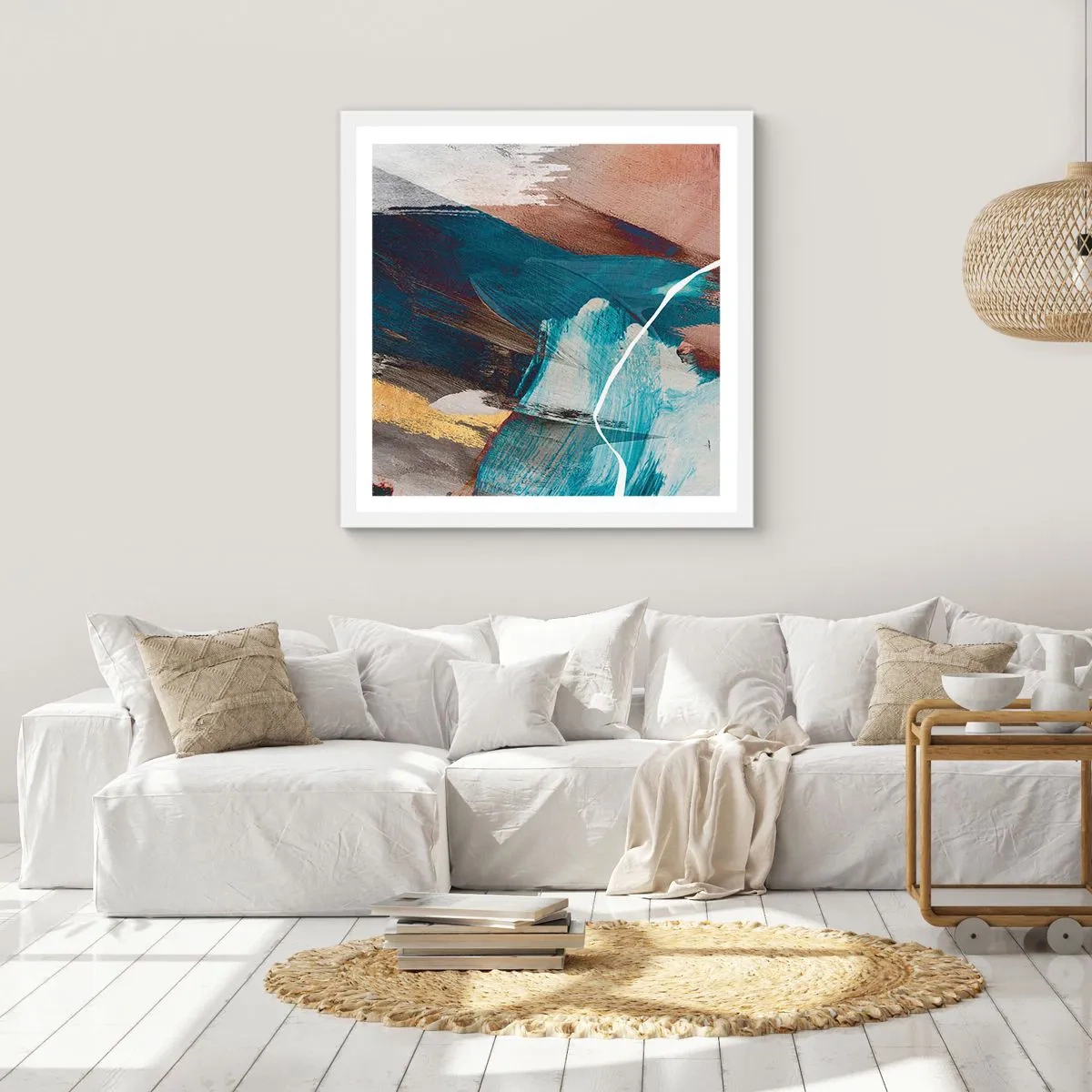 Affisch i vit ram - Med styrka och energi - 50x50 cm