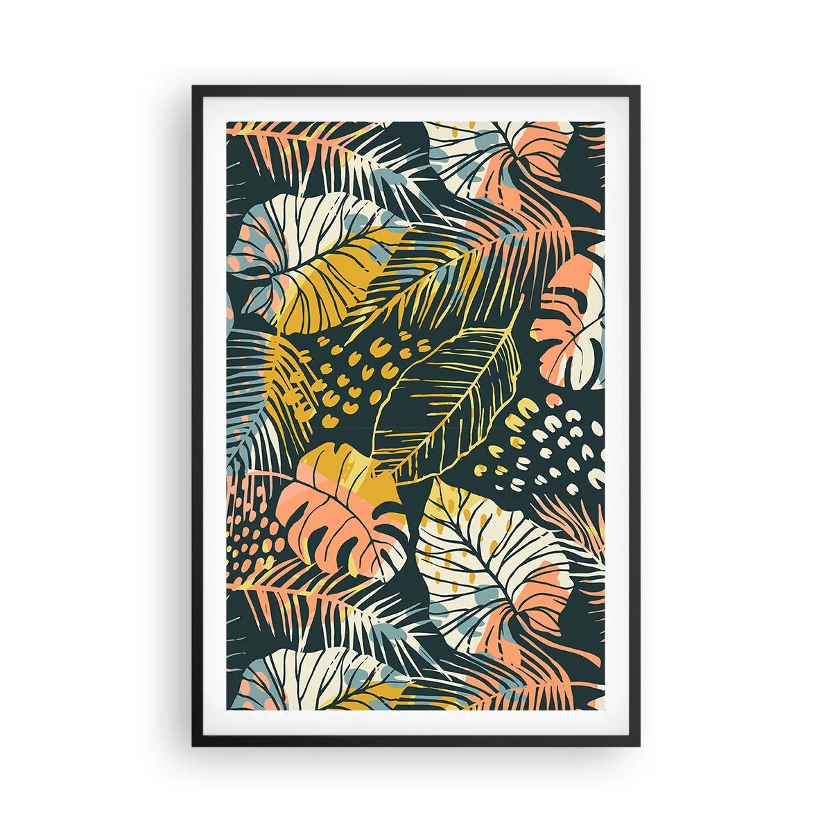 Affisch i svart ram - Lövfantasi - 61x91 cm