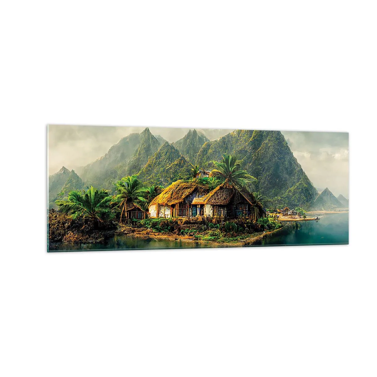 Glastavla - Bild på glas - Tropiskt paradis - 140x50 cm
