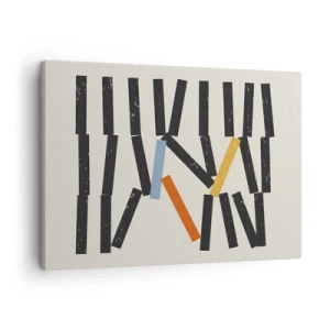 Canvastavla - Bild på duk - Abstrakt komposition med färgade och svarta rektanglar - 70x50cm - Domino - komposition - Modern väggdekoration för vardagsrum och sovrum ARTTOR