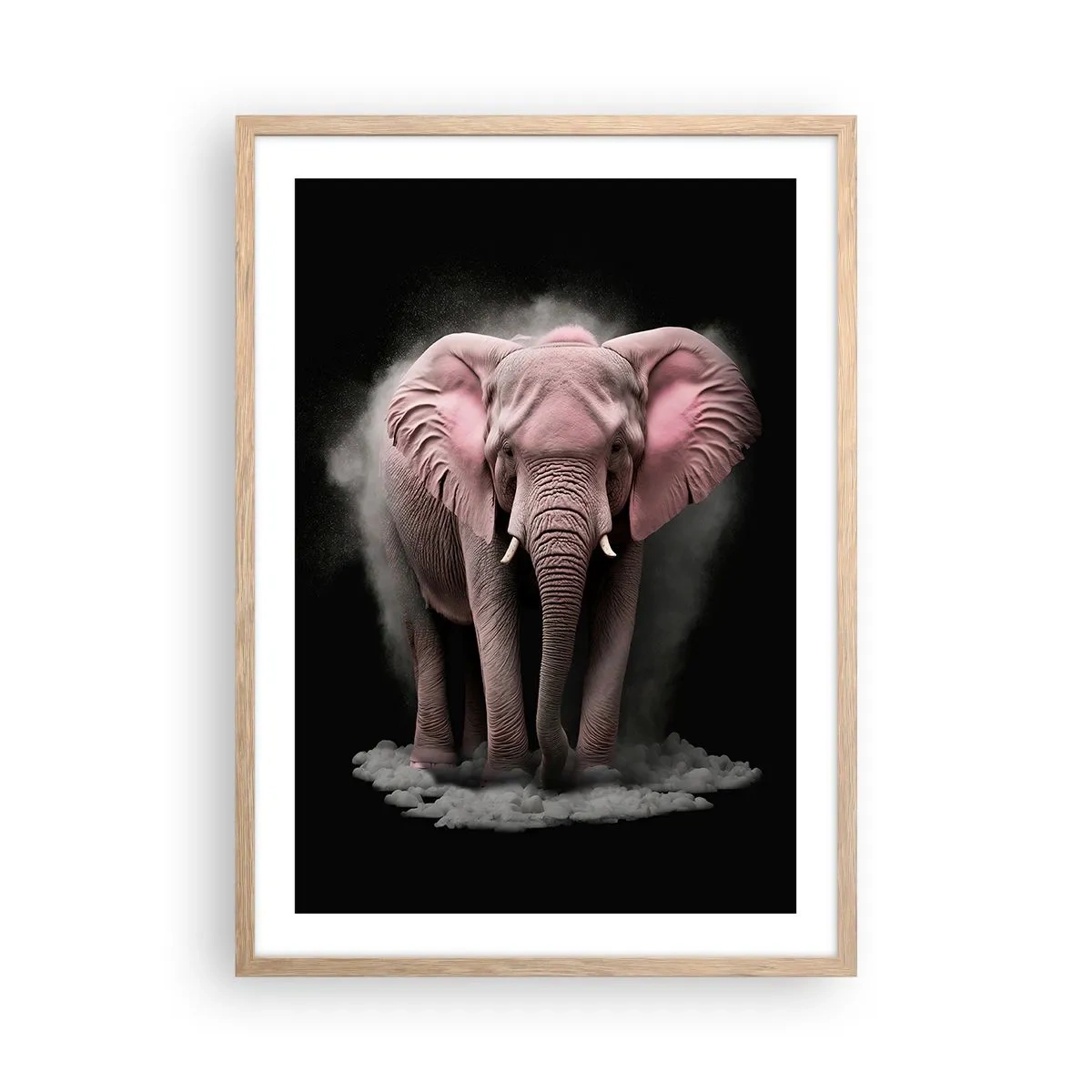 Affisch i ram av ljusek - Tänk inte på en rosa elefant! - 50x70 cm
