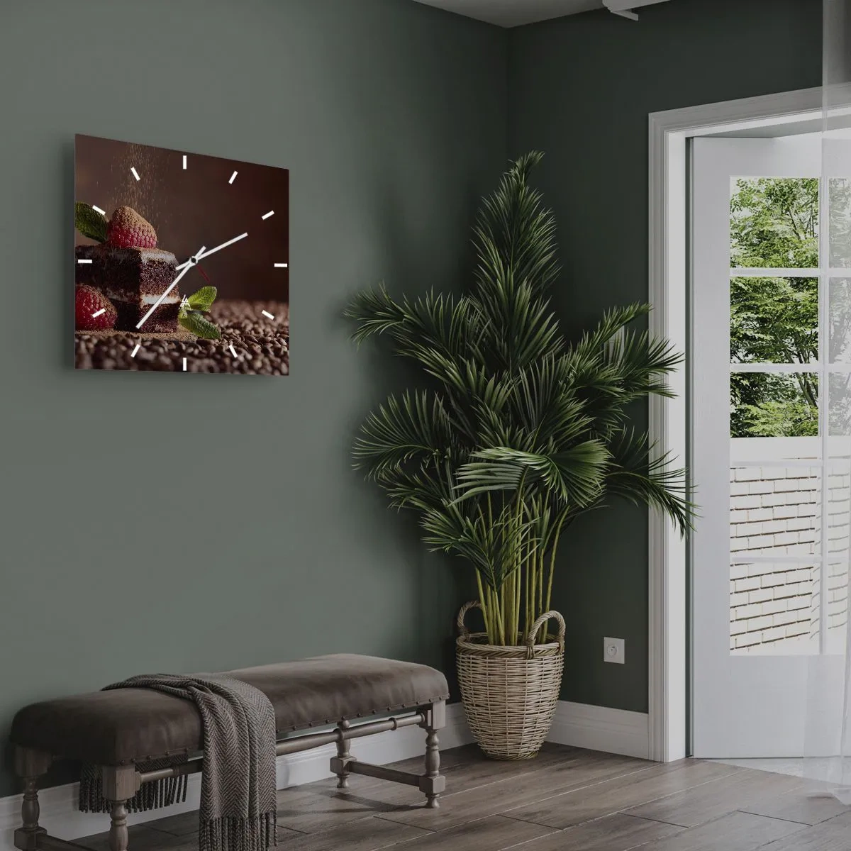 Väggklocka - Klocka på glas - Livet är ljuvt - 40x40 cm