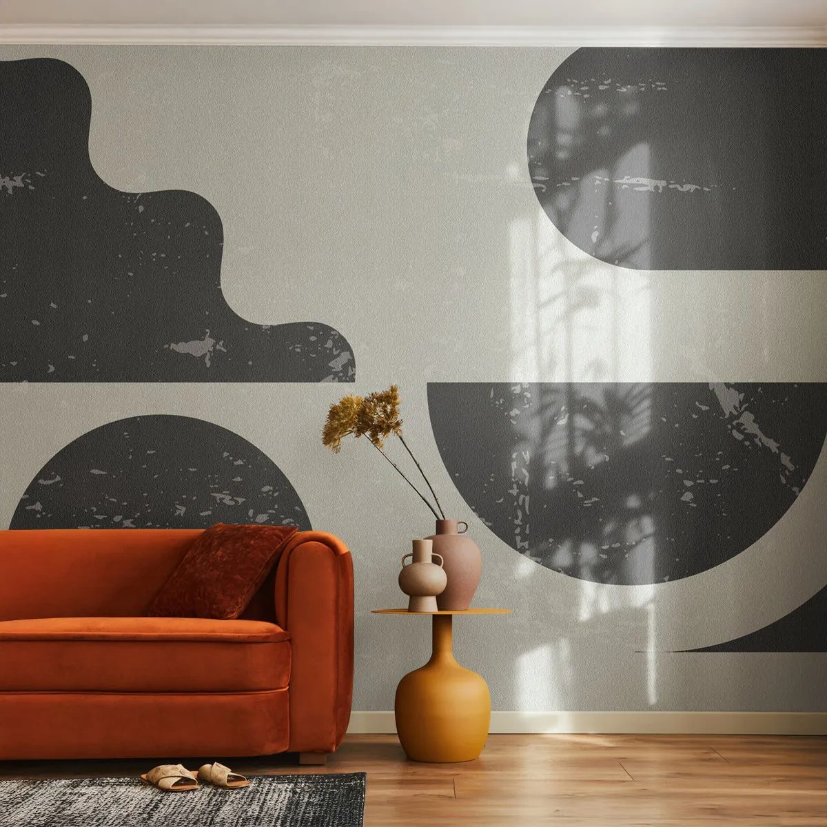 Fototapet Premium Sand - Komposition ovanför och under - Abstraktion, Svartvitt, Åldrig - 400x280 cm