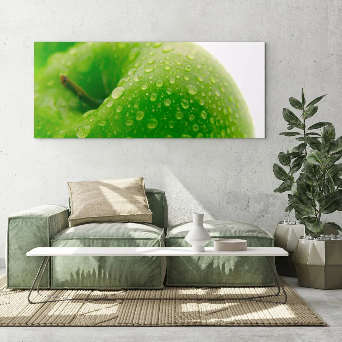 Glastavla - Bild på glas - Kylig grön fräschhet - 100x40 cm