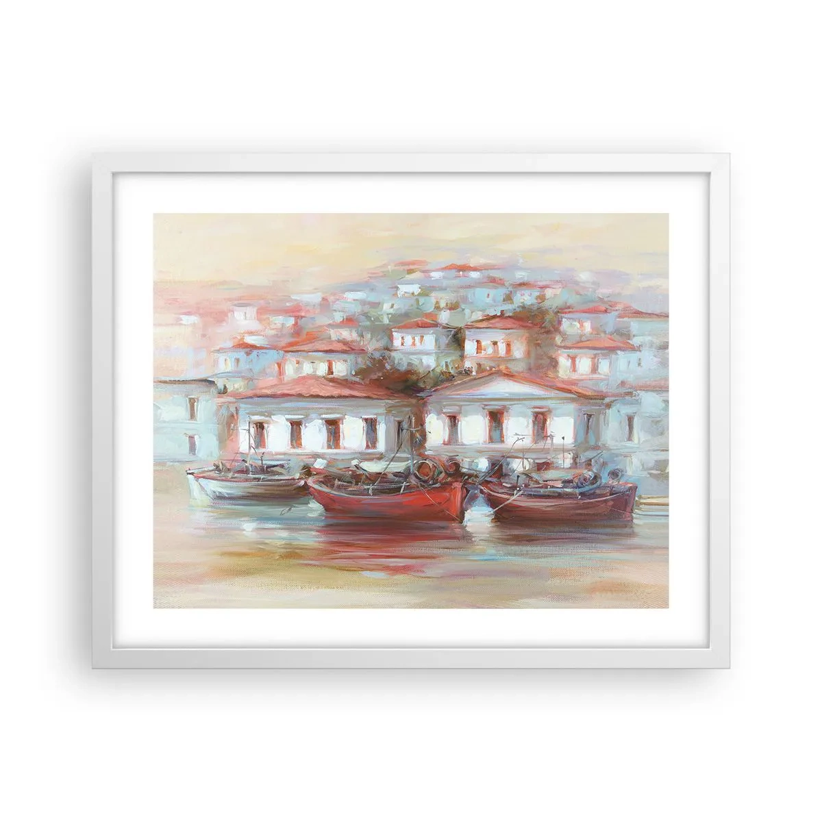 Affisch i vit ram - Lycklig stad - 50x40 cm