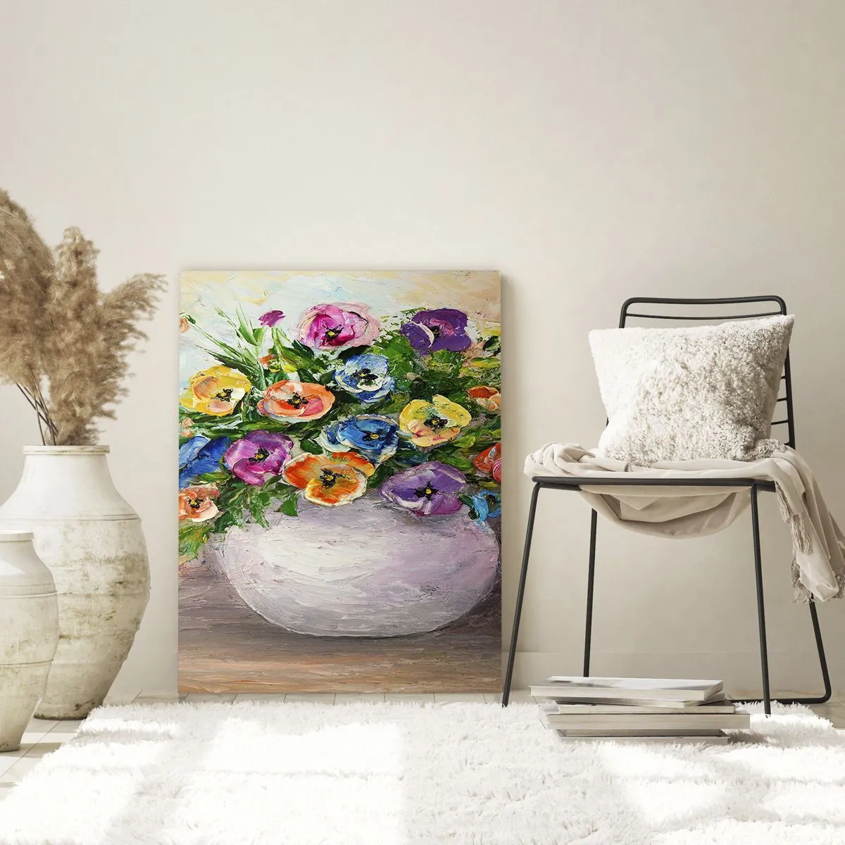 Glastavla - Bild på glas - Stilleben med vit vas - 50x70 cm