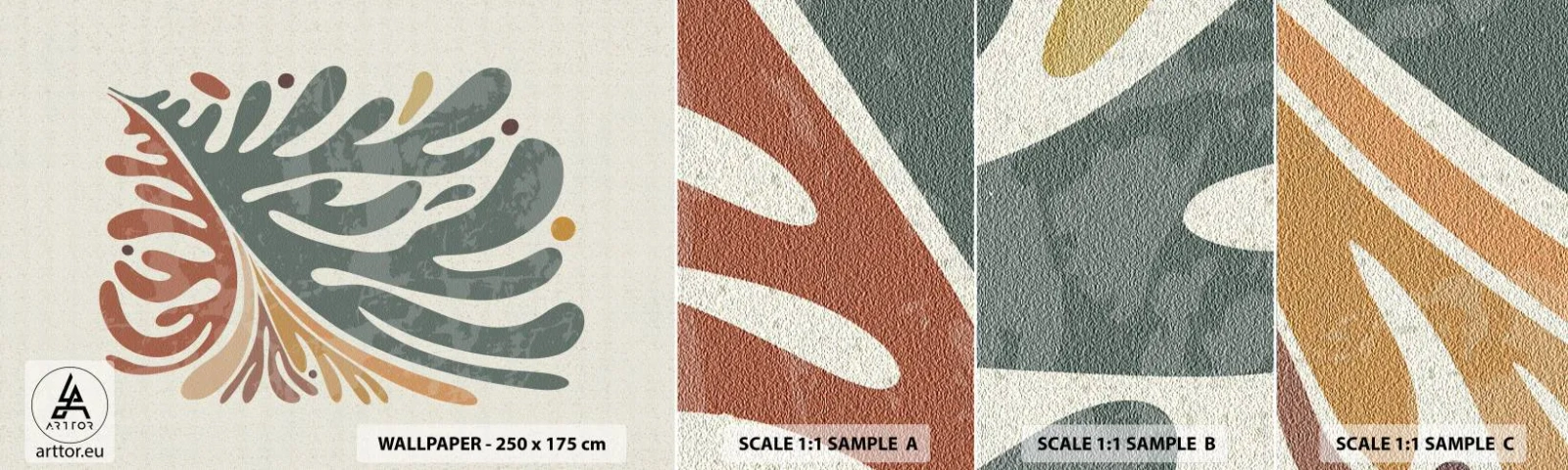 Fototapet Prov Standard Eco - Flerfärgat blad - Boho, Minimalism, Bit - 100x30 cm