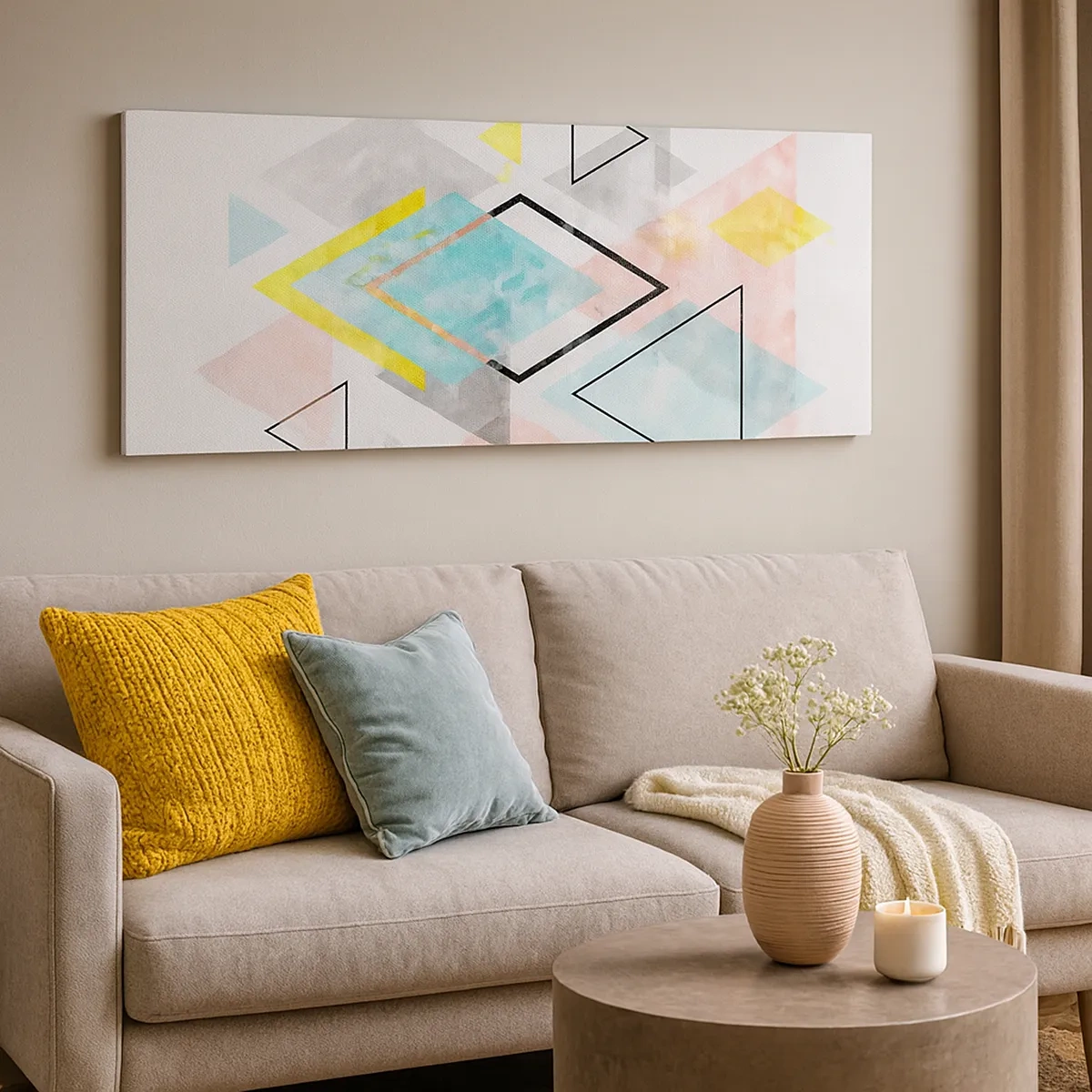 Canvastavla - Bild på duk - Geometriskt spel - 30x30 cm