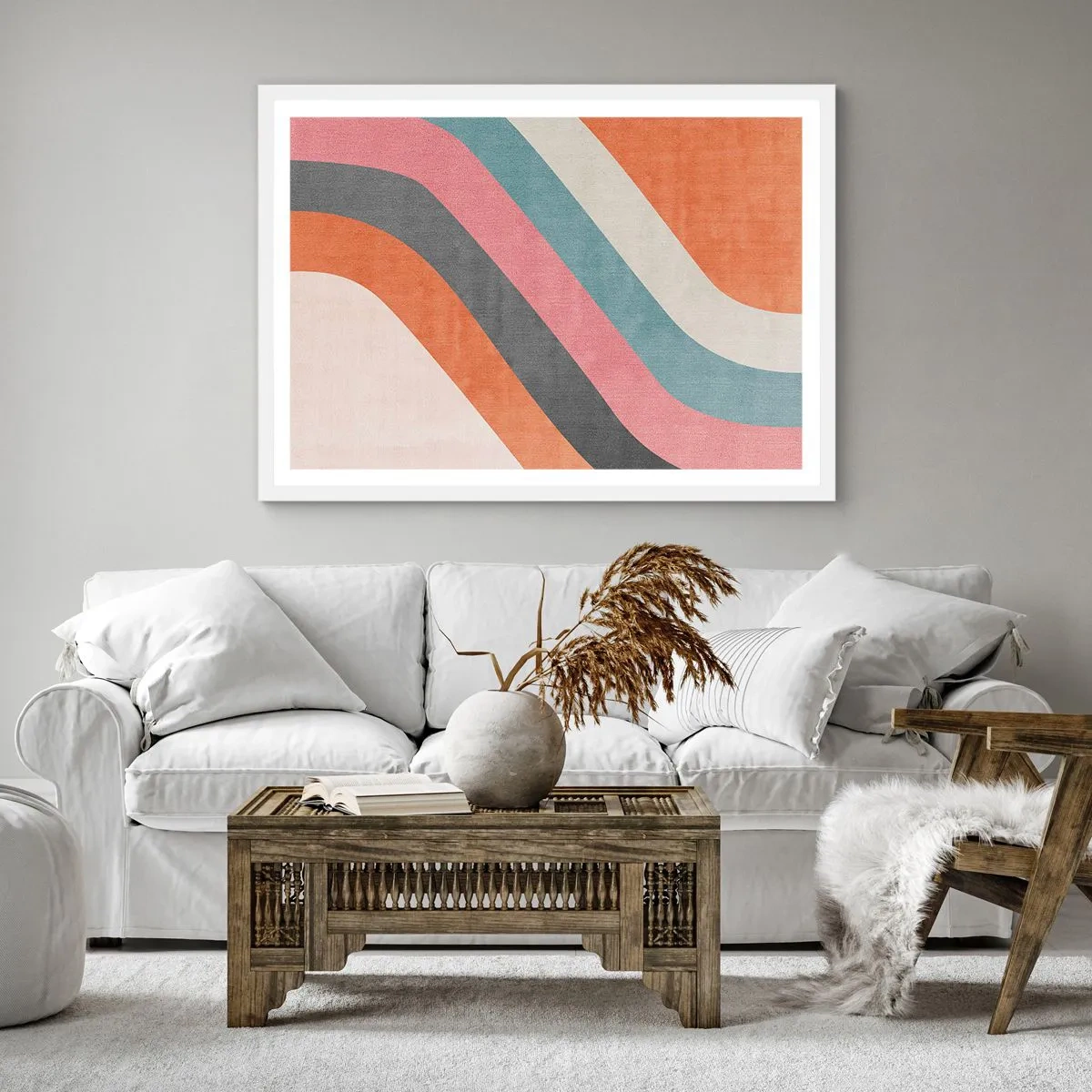 Affisch i vit ram - Diagonal komposition - rörelse - 60x60 cm