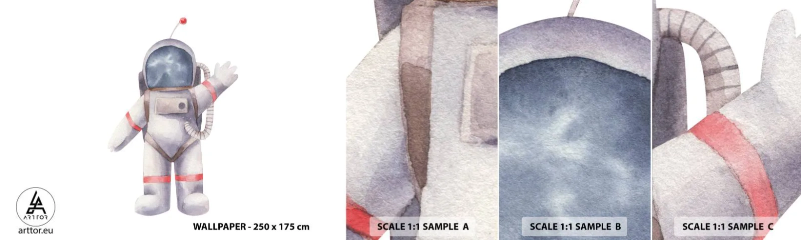 Fototapet Prov Standard Eco - Det var allt för nu! - Astronaut, Barns, Minimalism - 100x30 cm