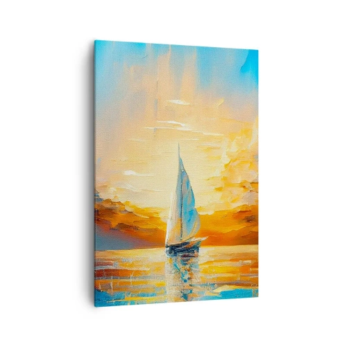 Canvastavla - Bild på duk - Segla i gult - 70x100 cm