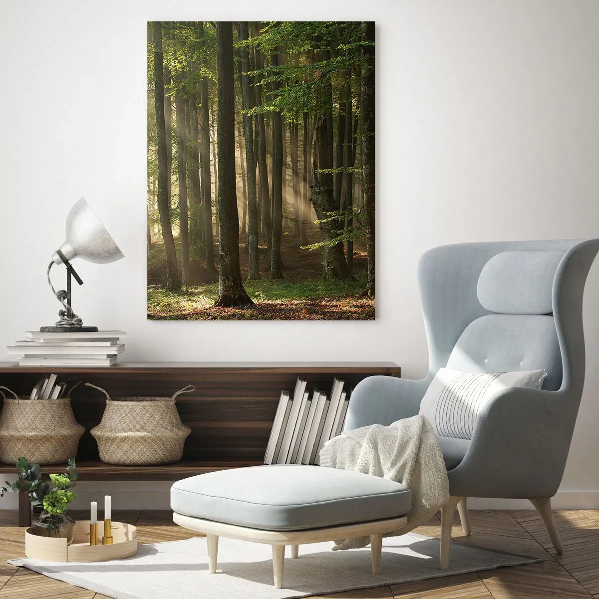 Glastavla - Bild på glas - Utstrålande på en vårmorgon - 70x100 cm