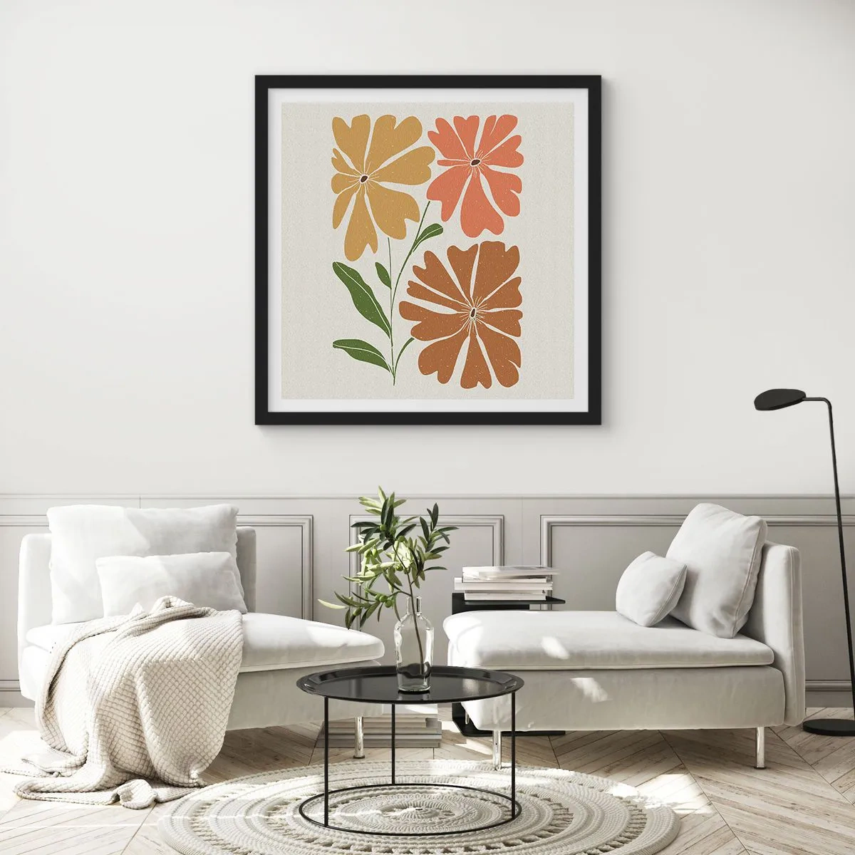 Affisch i svart ram - Natur och geometri - 50x50 cm