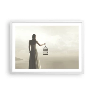 Affisch i vit ram - Var fri - 70x50 cm