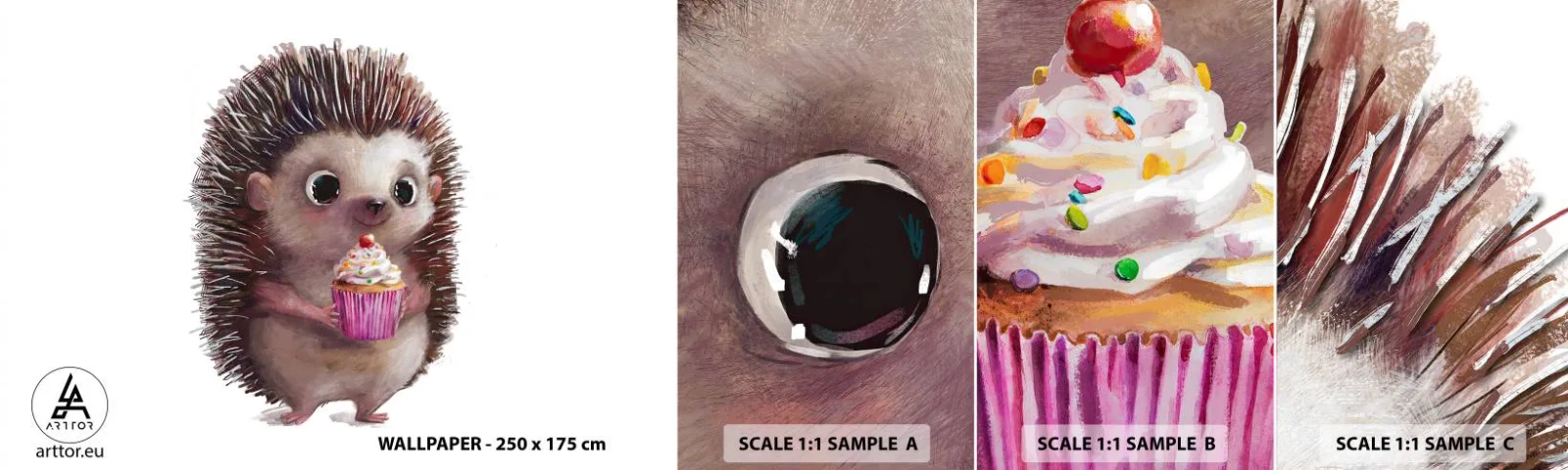 Fototapet Prov Standard Eco - Varje dag är helgdag - För barn, igelkott, Saga - 100x30 cm